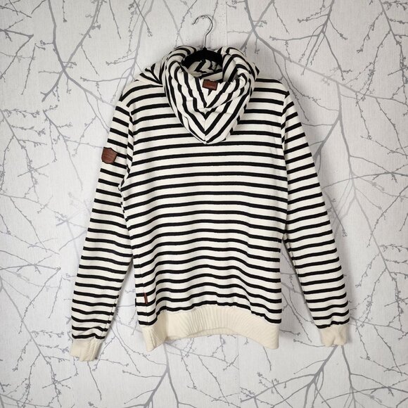 Wanakome White Black Stripe Pullover Artemis Hoodie - Picture 4 of 7